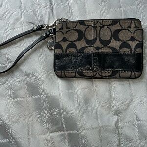Coach wristlet Tan canvas Black Leather!!!